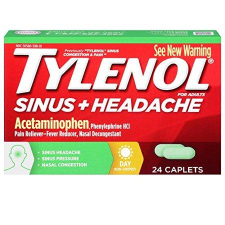 TYLENOL泰诺鼻塞头痛感冒止痛药24粒装