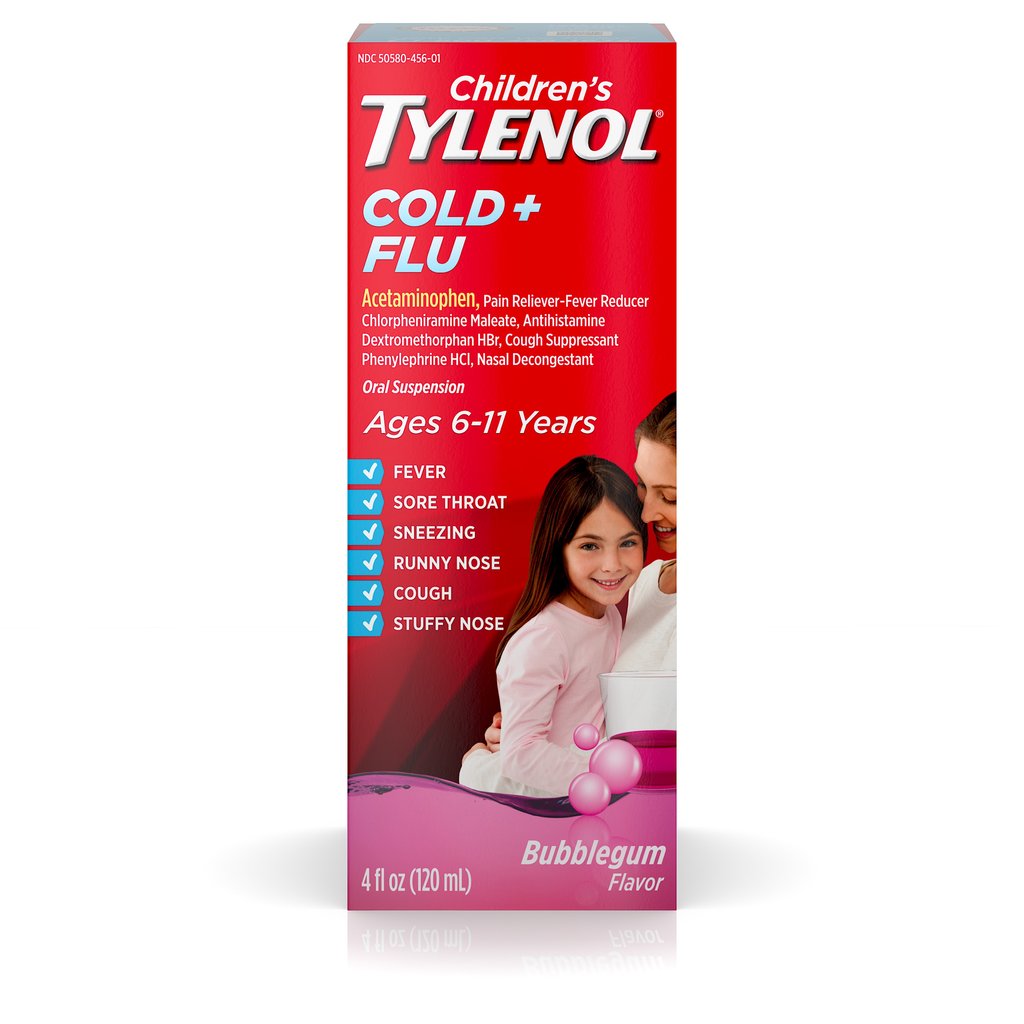 TYLENOL泰诺 6-11岁儿童咳嗽退烧止痛滴剂120ml口香糖味