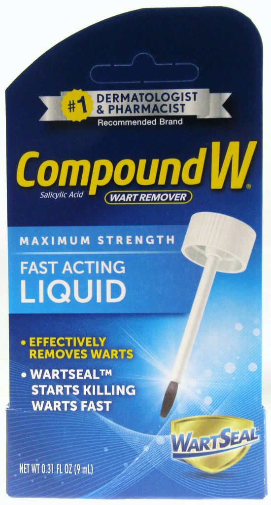 Compound W Brand Maximum Strength Fast Acting Liquid Wart Remover, 0.31 fl oz (9mL) 最大强度去除茧鸡眼剂