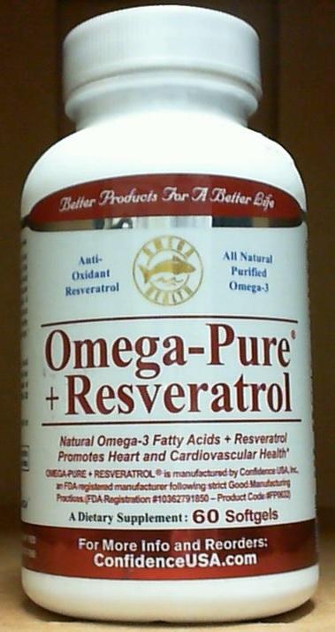 Omega-Pure + Resveratrol, Anti-Oxidant Resveratrol, All Natural Purified Omega-3, 60 Softgels 抗氧化剂, 欧米茄-3, 60粒