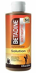 Betadine Brand Antiseptic, First Aid Solution 8 Fl oz (237 mL) 碘酒, 杀菌剂, 防止伤口感染的药剂, 急救用品,