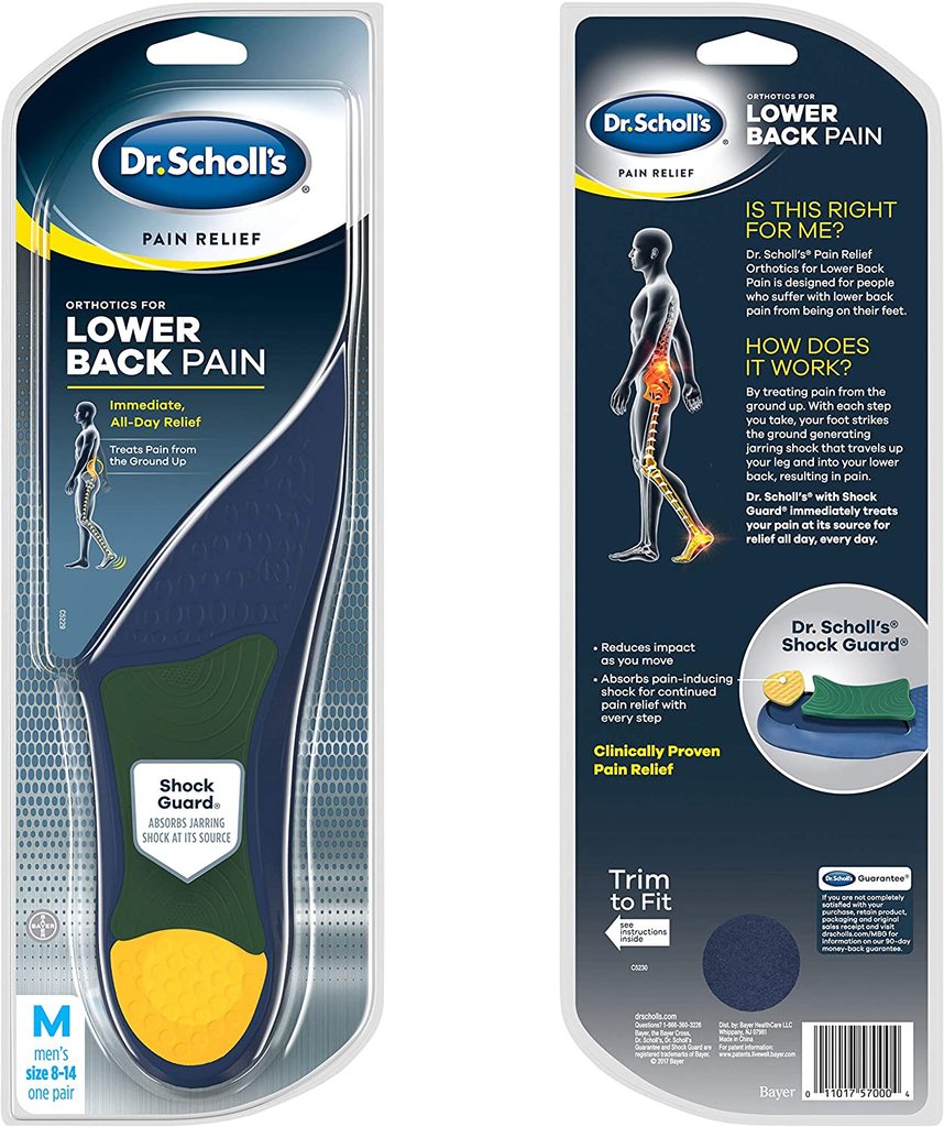 Dr Scholl’s Brand Pain Relief Orthotics Lower Back Pain, Men’s Size: 8-14, 1 Pair 男士腰部疼痛缓解鞋垫, 尺码: 8-14, 一双
