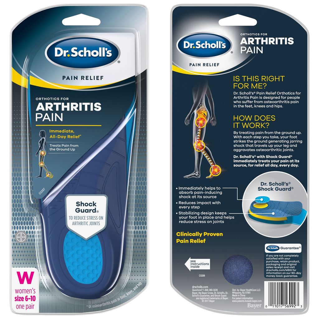 Dr Scholl’s Brand Pain Relief Orthotics for Arthritis Pain for Women, 1 Pair, Size 6-10 女士 疼痛缓解矫正鞋垫 尺寸6-10