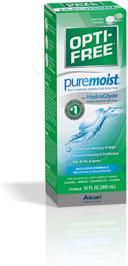 Opti-Free Brand Puremoist Multi-Purpose disinfecting Solution with Lens case, 10 Fl oz (300 mL) 隐形眼镜多功能消毒液, 带镜盒