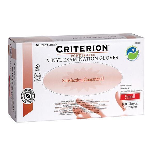 Criterion Brand Vinyl Examination Glove, Powder-Free, Small (#5700088) 100 Gloves 检查手套, 乙烯基, 无粉, 小号