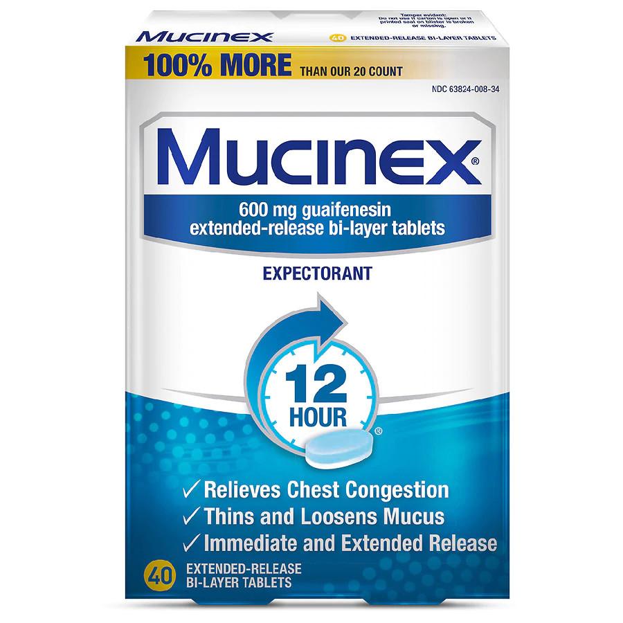 Mucinex Brand 12-Hour Chest Congestion Expectorant Tablets – 40ct 化痰止咳药 12小时一片*40片