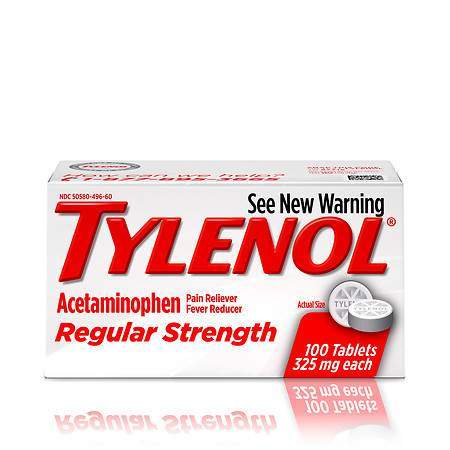 Tylenol Brand Regular Strength Tablets, 100 Count / 325mg each 泰诺 感冒退烧止痛药325Mg*100粒装