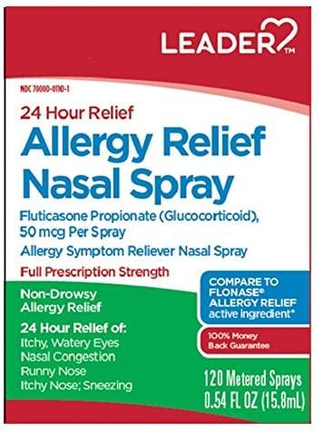 Leader Brand Allergy Relief Nasal Spray 24 hour Relief, 0.54 fl oz (15.8 mL) 24小时抗过敏药喷雾 120喷