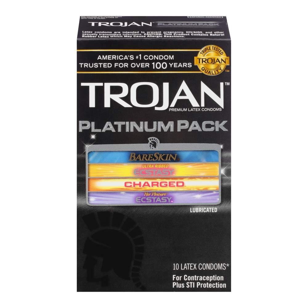 Trojan Brand Platinum Variety Pack Lubricated Condoms – 10 Count 内有四款式润滑避孕套10片装