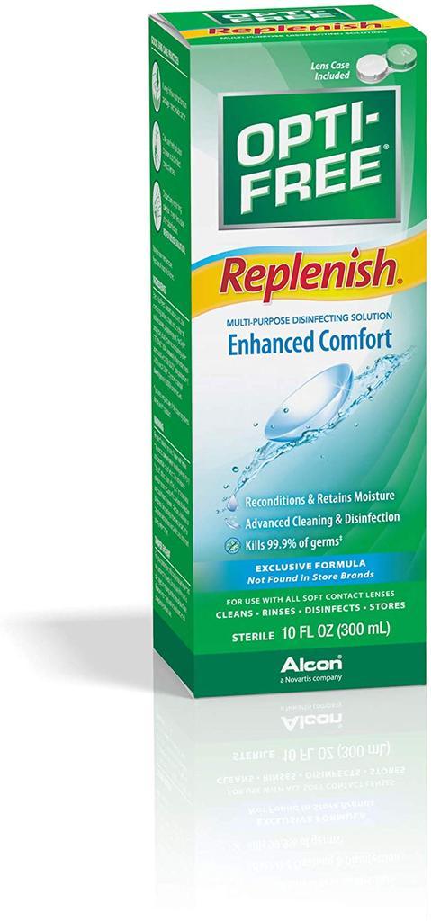 OPTI-FREE Brand Replenish Multi-Purpose Disinfecting Solution for Contact Lens 10 Fl oz (300 mL) 隐形眼镜多效护理液 补充版