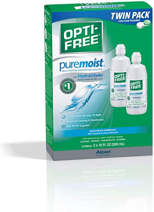 OPTI- FREE Brand PUREMOIST SOLUTION TWIN PACK 2 x 10 Fl oz (2×300 mL) 隐形眼镜净纯保湿护理液