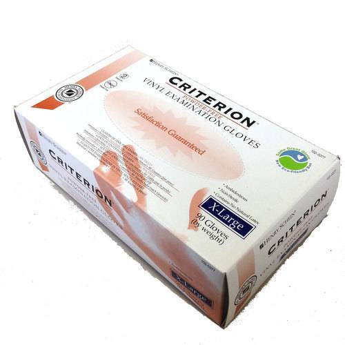 Criterion Brand Vinyl Examination Glove, Powder-Free, X-Large (#5700091) 90 Gloves 检查手套, 乙烯基, 无粉, 加大号