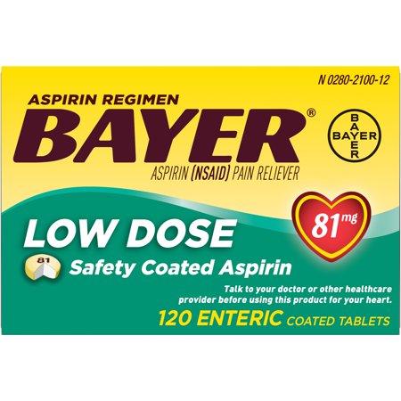 Bayer Brand Aspirin Regimen Pain Reliever, 120 Count / 81mg 拜耳 阿司匹林肠溶片低剂量120片*81mg