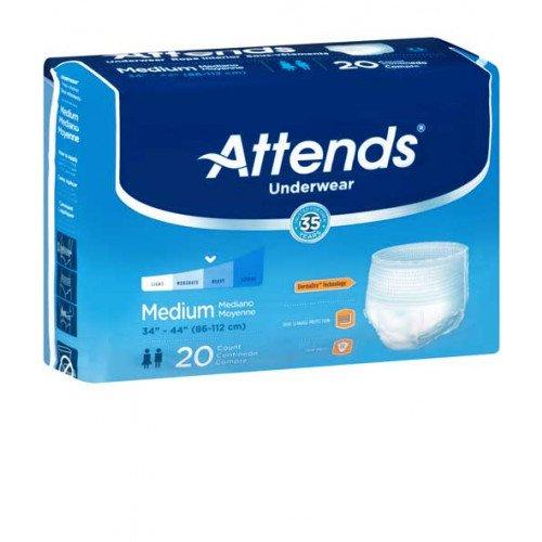 Attends Brand Incontinence Underwear, Heavy Absorbency, Medium 34″-44″ (86-112cm), 20 Count 失禁内裤, 中号 34″-44″ (86-112cm) 20块