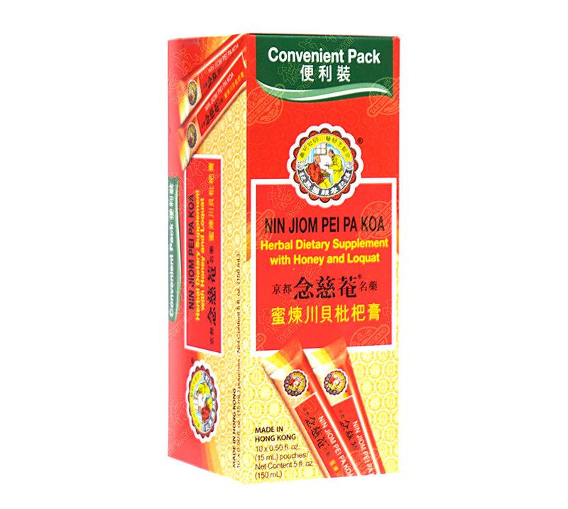 Nin Jiom Pei Pa Kao Brand Herbal Dietary Supplement with Honey and Loquat 150ml (Convenient Pack 10) 京都念慈菴川贝枇杷膏, 便利装 10包