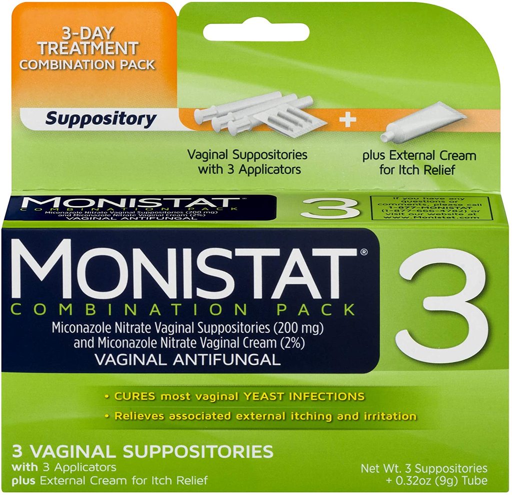 MONISTAT Brand 3-Day Yeast Infection Treatment, Ovules + Itch Cream 3天酵母菌感染治疗，胚珠+瘙痒霜