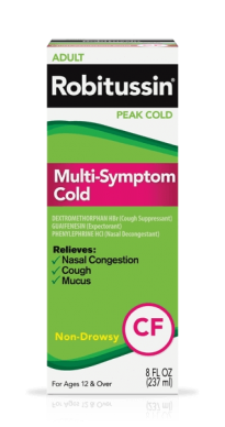 Robitussin Brand Adult Multi-Symptom Cold CF, Peak Cold 8 fl oz (237mL) 成人多症状感冒药水