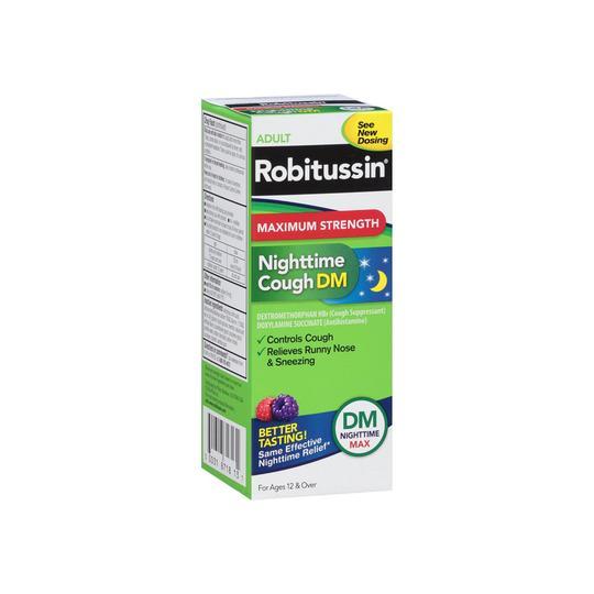 Robitussin Brand Adult Maximum Strength Nighttime Cough DM Max, Cough Relief 8 fl oz (237mL) 夜间咳嗽水