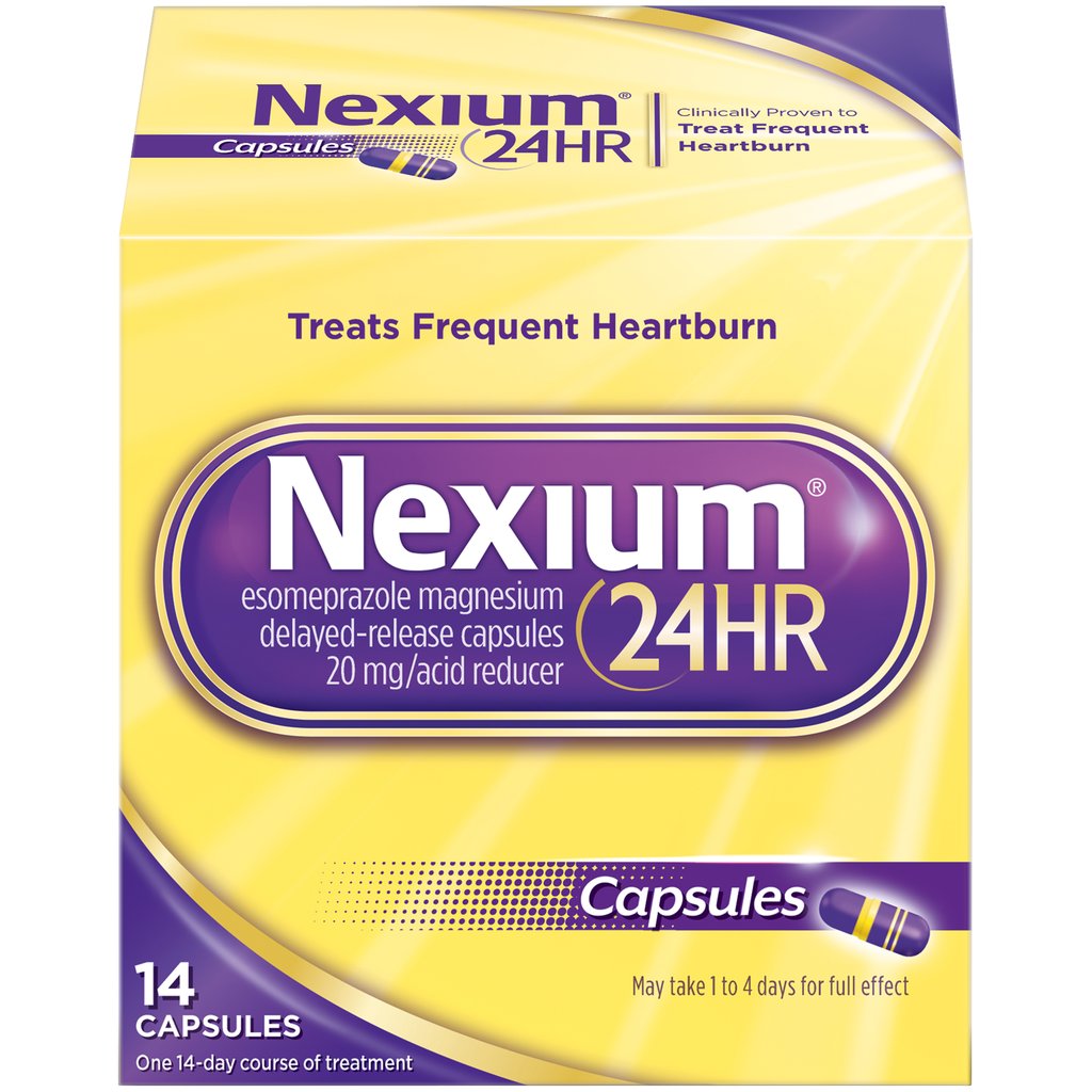 Nexium Brand 24HR Acid Reducer, Delayed-Release Capsules 14 CAPSULES 缓解胃酸胶囊 14粒装