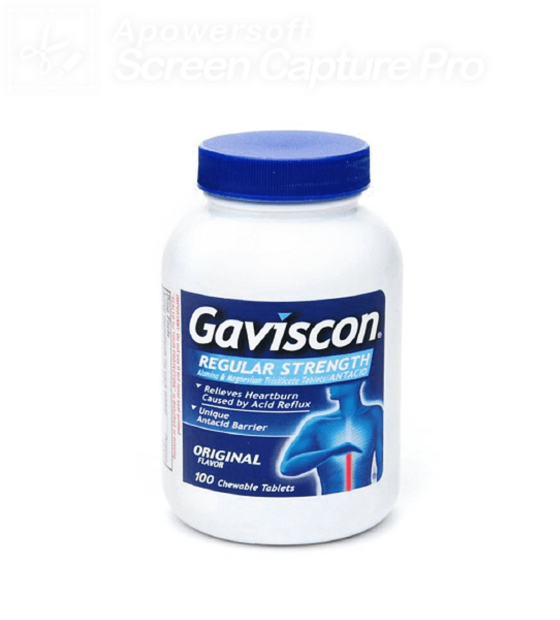 Gaviscon Brand Regular Strength Original Chewable Tablet for Fast-Acting Heartburn Rel 100 Tablets 快速缓解胃灼热