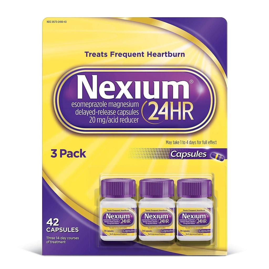 Nexium Brand 24HR Acid Reducer, Delayed-Release Capsules, 3 Pack, 42 Ct 减酸剂, 治疗频發的胃灼热