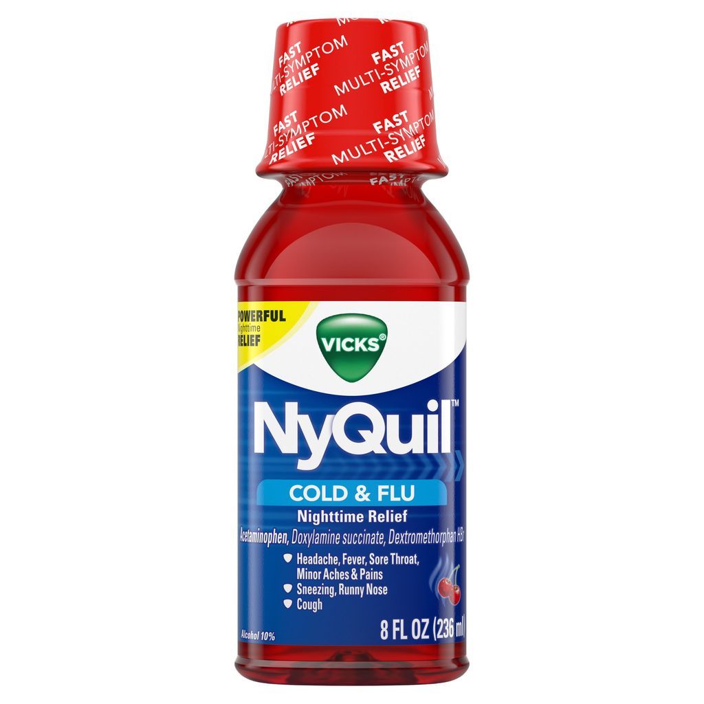 NYQUIL 夜间用强效缓解感冒发烧咳嗽助眠止痛药水（樱桃味）8oz