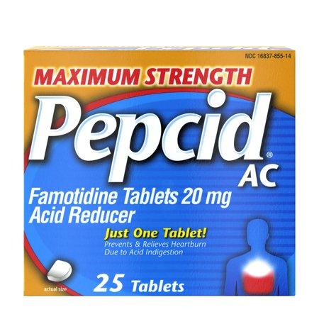 Pepcid AC Brand Acid Reducer, Maximum Strength, Famotidine Tablets 20mg, 25 Tablets 减酸片 25粒装