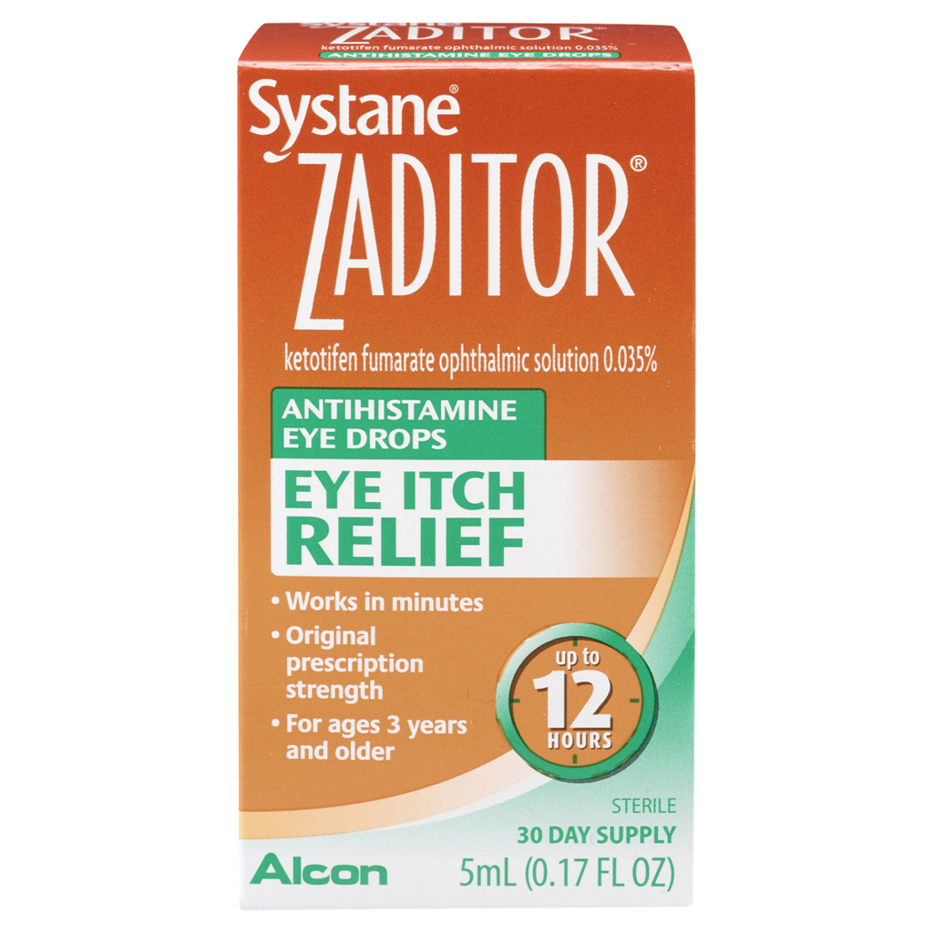 ZADITOR Brand Antihistamine Eye Drops, OTC Allergy Symptom Relief (0.17 fl oz) 眼痒缓解滴剂 (5 mL)
